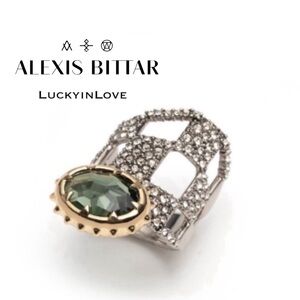 ALEXIS BITTAR • Modern Georgian Dark Green Crystal Checkerboard Ring